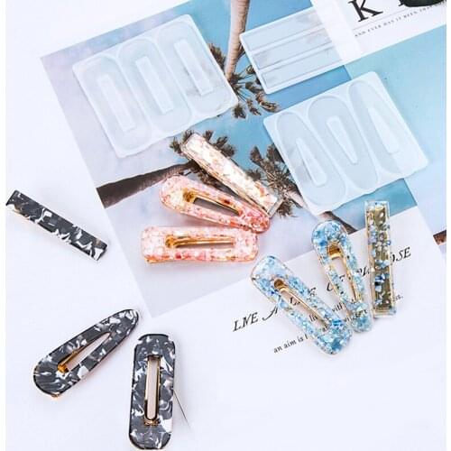 Girl Hair Clip UV Resin Mold for DIY Handmade Hair Pin Silicone Molds Jewelry Pendant Making Tools