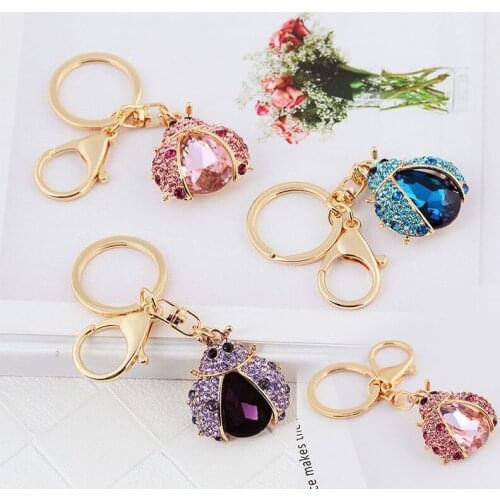 Cute Sparkling Accessories Keychain Insect Shape For Girls Bag Crystal