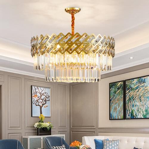 Modern Luxury Chandelier Lighting Round Crystal Chandelier LED Pendant Hanging Light for Living Dining Room Bedroom Decoration