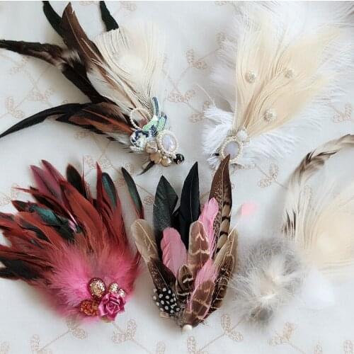 Ostrich feather feather stage performance pheasant hair clip chest flower head Brooch special purpose orphan collection