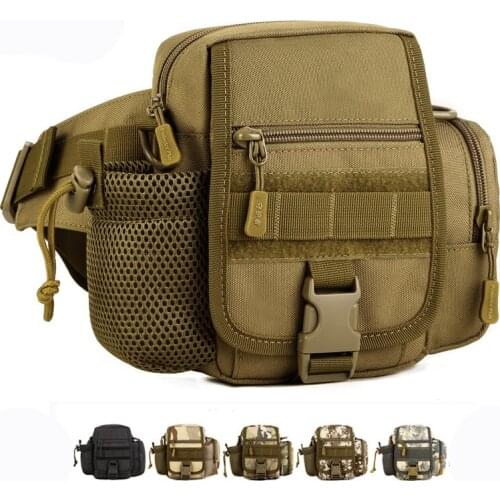 Outdoor Climbing MolleTactical Belt Bag,Men Sports Cycling Water Cup Set Belt Bag,Unisex Multi-purpose Camo Travel MessengerBag