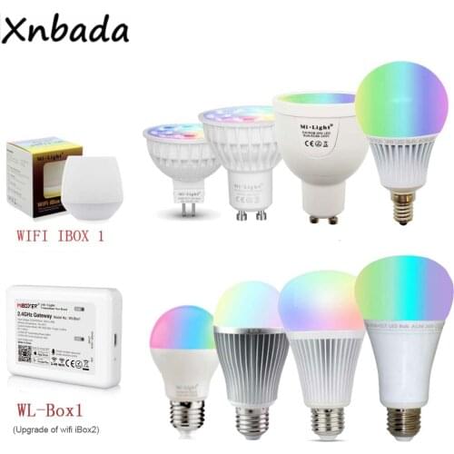 Milight MiBoxer Dimmable MR16 GU10 E14 E27 4W 5W 6W 9W 12W Led Bulb Spotlight,2.4G RF CCT/RGBW/RGBWW/RGB+CCT Led Lamp
