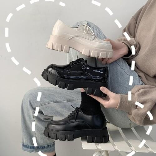 Casual Woman Shoe Women Shoes 2020 Clogs Platform Black Flats Modis British Style Oxfords Womens Round Toe Female Footwear New