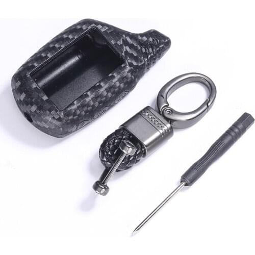 Carbon Fiber Silicone Car Key Case For StarLine B9 B6 A91 A61 V7 Starlionr B9 Two Way Car Alarm LCD Remote Control Fob Cover Bag