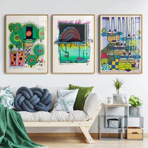 Vintage Abstract Unique Painting Poster Contemporary Canvas Print Bright Pictures Gallery Wall Art for Living Room Home Decor