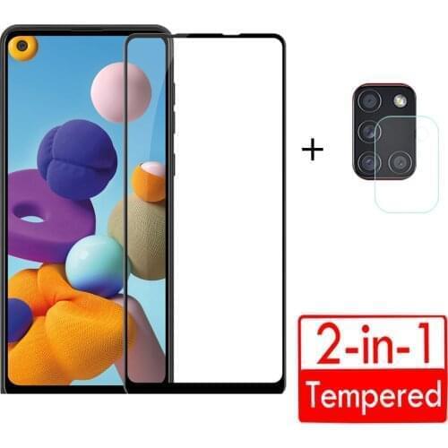 2-in-1 Tempered Glass for Samsung A21S A21 Camera Lens Film Screen Protector for Samsung Galaxy A21 S A 21 21S Protective Glass