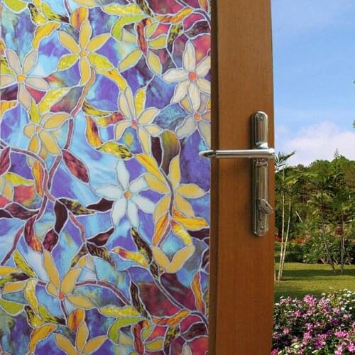 100*45 Flower Pattern Mirror Stickers Self Adhesive Stickers Window Privacy Cover Film Window Decor No-Glue PVC Glass Stickers