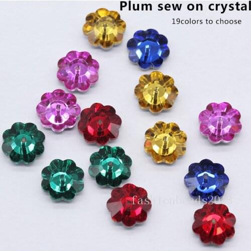 10mm 72PCS Plum Flower Shapes Rainbow Sew On Rhinestone Pointback Sew-on Stone Crystals Strass For Clothing Apprael Decoration