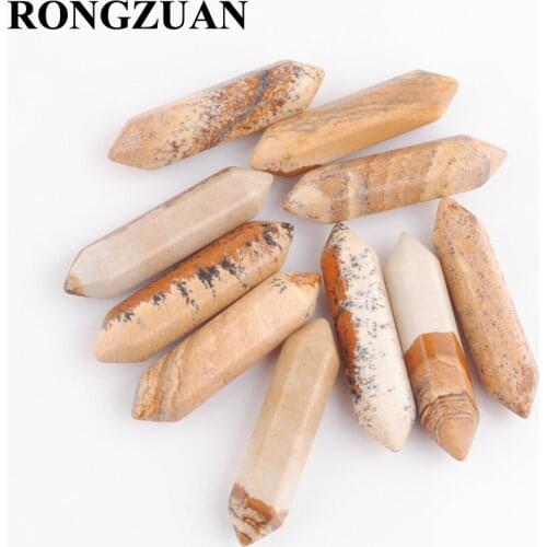 10pcs/lot Owyhee Picture Jaspers Gem Stone Hexagonal Healing Pointed Reiki Chakra No Drilling Hole Pendant Bead Jewelry TU3081