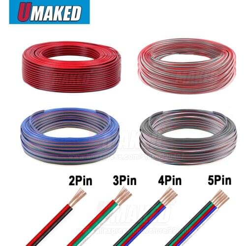 2/3/4/5pins tinned copper wire,extension cable wire, 22AWG LED strip electronic wire cable, DIY connect, Free shipping