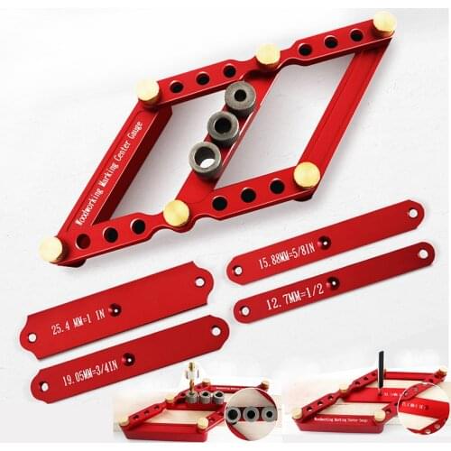 3-in-1 Center Drill Puncher Scriber Woodworking 6/8/10mm Doweling Jig Wood Splicing Hole Opener Slide Punch Line Drawing Gauge