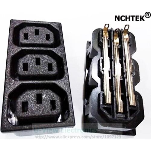 NCHTEK 10A 250V Three In One IEC 320 C13 3Pin Female UPS Power Outlet INLET AC Industrial Power Socket/Free DHL Shipping/100PCS