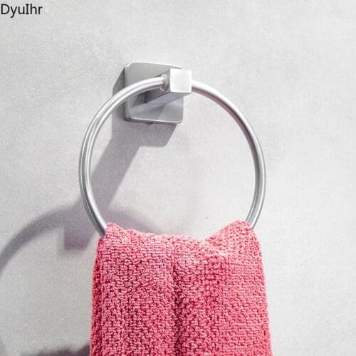 304 stainless steel towel ring perforated free bathroom towel rack bracket European style toilet towel rack hand towel rack