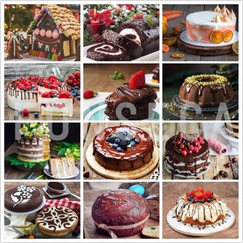 5D Diamond Painting Chocolate Cake Diy Full Round Diamond Embroidery Kit Pictures Dessert Shop Home Decoration Wall Art Crafts