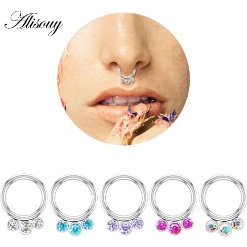 Alisouy 1PC 16G Nose Piercing Ring Indian Septum Clicker Nose Rings Piercing Body Jewelry Hoops Helix Piercing Ear Cartilage