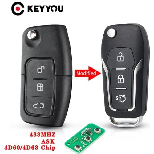 KEYYOU Modified Original Filp Car Remote Key Shell Housing Case For Ford Mondeo Focus Fiesta C Max S Max Galaxy Fob 3 BT