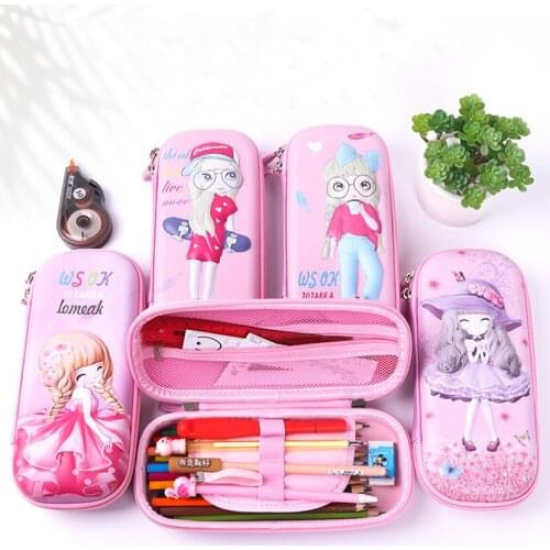 Pencil Case Aesthetic Bag Kawaii School Useful Organizer Pink Cute Stationery Wholesale Pen Box South Korea Anime Pencilcases