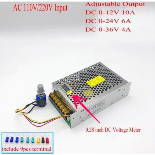Digital display AC to DC 0-12V 24V 36V 150W Adjustable Voltage Regulated Transformer Switching Power Supply LED Driver dimmer