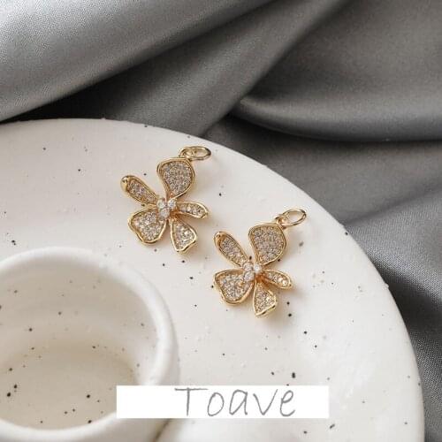 Color-preserving copper gold-plated gold-plated rhinestone zircon flower pendant diy earrings hand-made material accessories