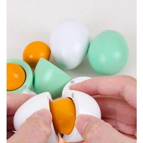 Simulation Eggs Wooden Childrens Play House Toy Set Wooden Eggs Toys Set Children Early Education Montessori Toys