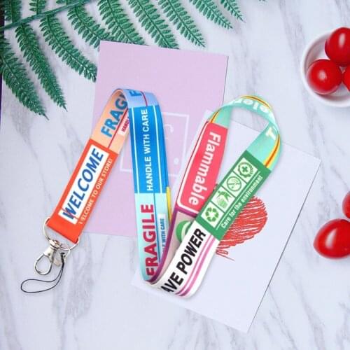 DIY Hanging Rope Neck Lanyards Warning Sign Keychains Accessory Mobile Phone USB ID Badge Holder Keys Strap Tag
