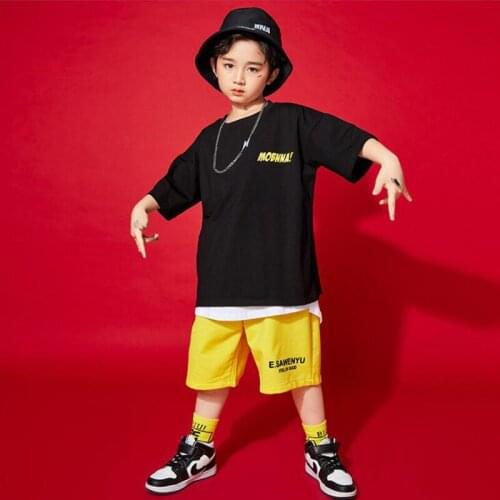 Kids Performance Hip Hop Clothing Loose Tshirt Tops Streetwear Summer Shorts For Girls Boys Jazz Show Dance Costume Clothes