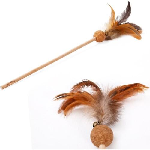 LeChong Pet cat toy mint bell cork cat toy ball molar play funny cat stick color feather cat interactive toy Pet Supplies