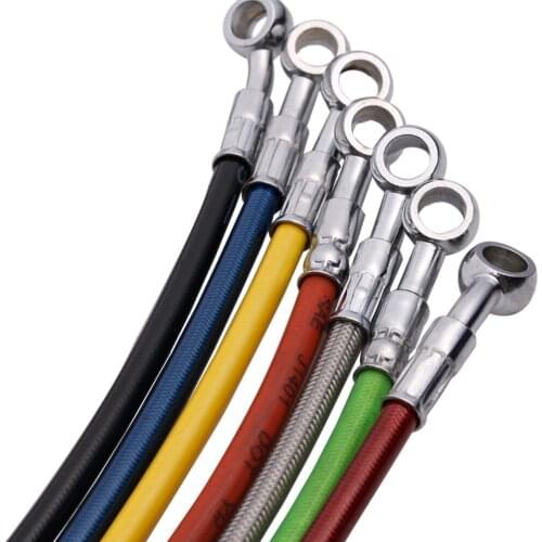 Motorcycle Dirt Bike Braided Wire Steel Brake Hose Cable Stainless Steel Braided Pipe Colorful 40cm-90cm for Universal Racing