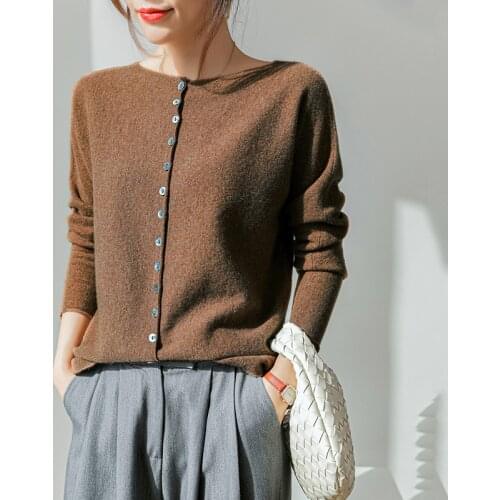 Cashmere sweater women 2021 new 100% wool sweater casual large size pure color knitted jacket loose cardigan hot tops
