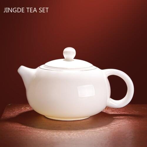 Chinese Suet Jade White Porcelain Xishi Teapots Ball Hole Filter Kettle Handmade Ceramic Tea Set Household Tea Pot 210ml