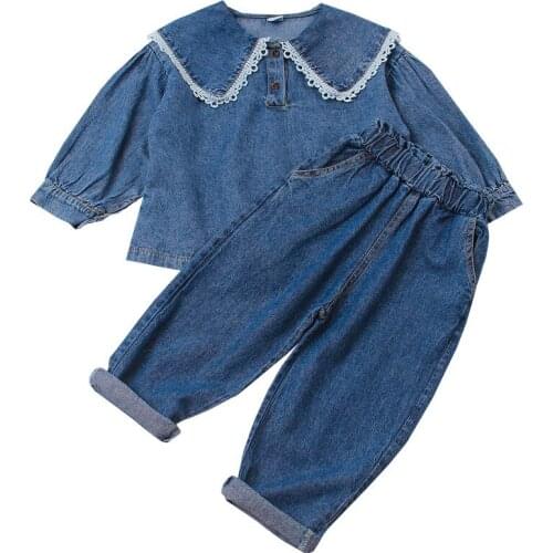 Baby Girl Spring Fall Clothing Set Denim Tops Shirts+jeans Pants,girls Kids Fashion 2pcs Clothes Sets Children Outfits 2-8T