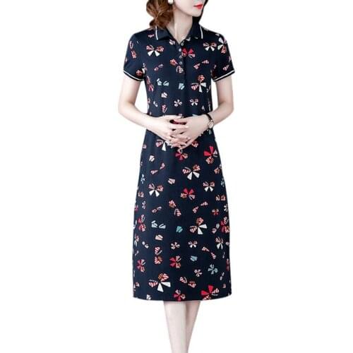 2020 Summer New Floral Long Collar Loose Short Sleeve High-end Foreign Dress