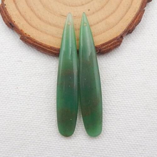 Natural Gemstone Green Aventurine fashion Woman Long Shape Earrings,Popular jewelry,52x9x5mm，7.3g