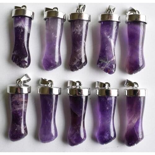 2020 new Fashion good quality natural Stone amethysts fist shape Pendants For jewelry making 10pcs/Lot Wholesale