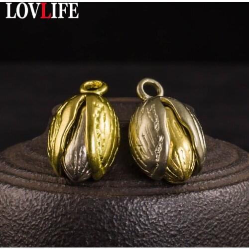 New White Copper Nut Tree Pistachios Lucky Pendants Brass Car Key Chains Rings Charms Handmade Luggage Accessories DIY Jewelry