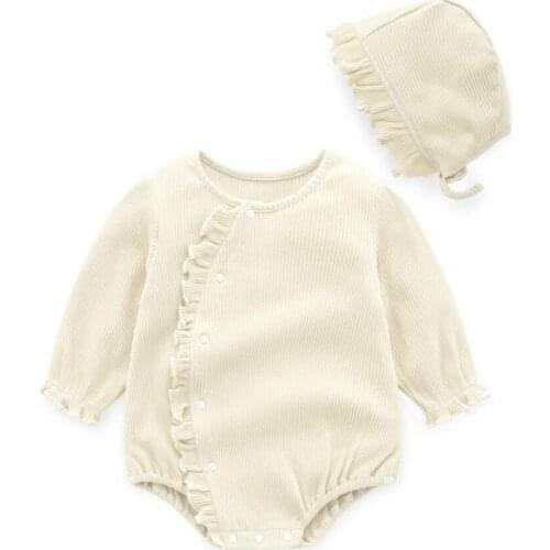 Autumn Newborn Baby Girls Infant Romper Jumpsuit Set with Hat Baby Onesize Cotton Clothes Baby Girl Rompers CQR021