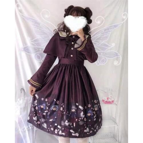 Factory original design Lolita Witch Academy op long sleeve dress + cloak gothic lolita dress women kawaii clothing loli