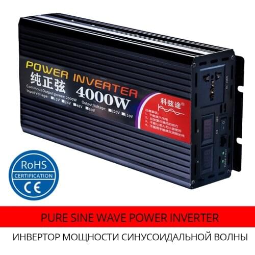 Pure Sine Wave Power Inverter 4000w Car Solar Voltage Converter DC 12V 24v To 220V AC Inverter Picnic Camping Battery Converter