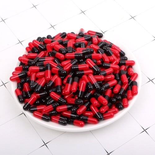 1000Pcs/Bag Red Black Gelatin Empty Capsules Hollow Gelatin Capsules Empty Pill Capsule Personal Health Care Pill Case Splitters