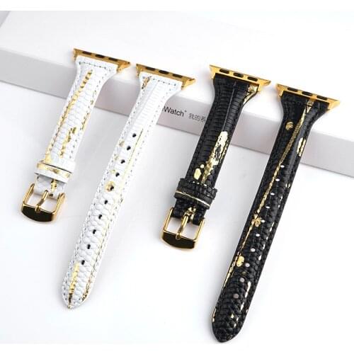 Suitable for Apple watch 44mm40mm small waist strap iwatch6 / 5 / 4 / 3 / SE golden leather gilded strap 42mm38mm NEW