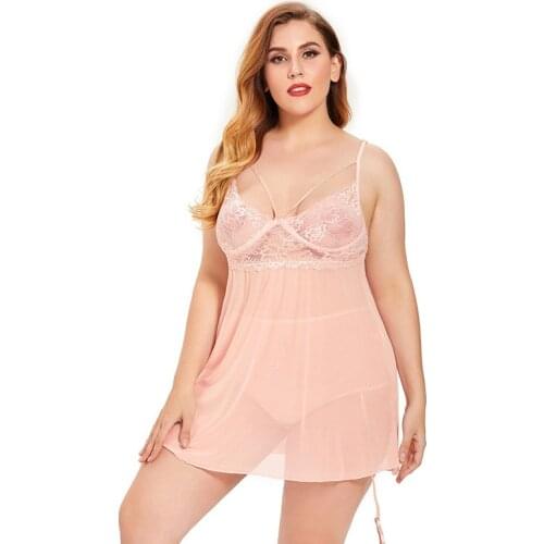 Pink Lace Nightgowns V Neck Women Sleepwear Sexy Hot Erotic Night Dress Summer Plus Size Elegant Sleepshirts Nightwear Nighty
