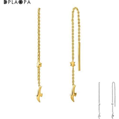 DPLAOPA 925 Sterling Silver Silver Bird And Star Motif Earrings Gold Coated Silver Pearl Women Luxury Piercing Pendientes