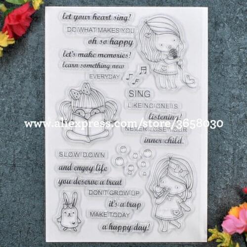 SING Girl Scrapbook DIY photo cards rubber stamp clear stamp transparent stamp 11x16cm 8072389