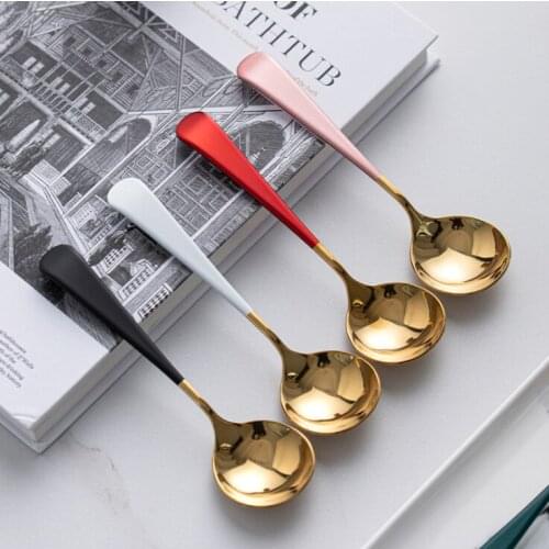 304 stainless steel soup spoon long handle Korean dessert spoon spoon