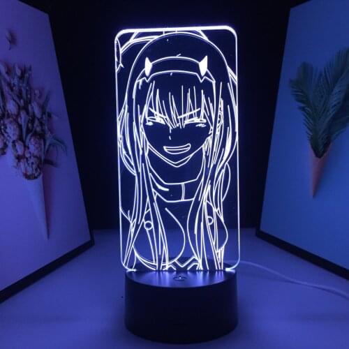 Angry Girl 3D LED Lamp Anime Figure Black Base Visual Illusion 7 Color Changes With Remote Control for Home Decor Neon Light