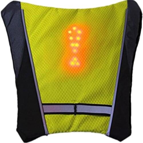 LED Wireless Cycling Vest Safety Turn Signal Light Vest MTB Bike Bag Reflective Vest For Bicycle Riding Night Warning Guid Light