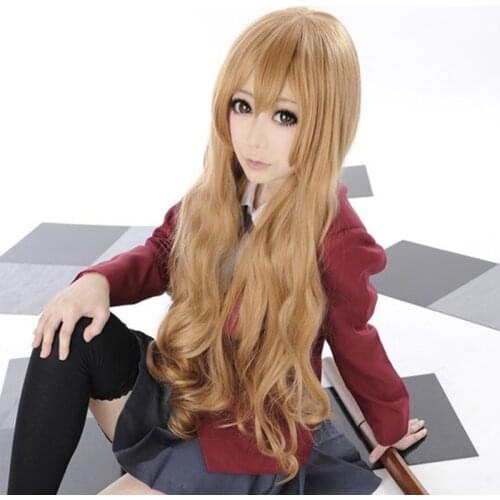 TIGER DRAGON Toradora! Aisaka Taiga 80cm Long Linen Brown Wavy Heat Resistant Cosplay Wig + Wig Cap