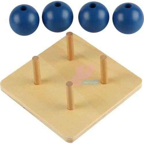 Montessori teaching aids four blue balls and board nails Montessori childrens early childhood education toys wooden toys