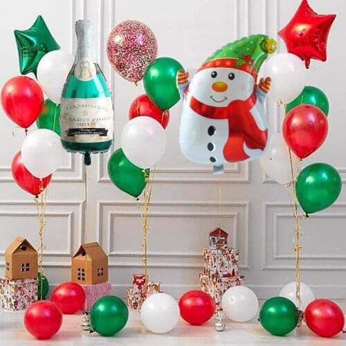 1set Happy Christmas Party Decoration Foil Balloons Christmas Snowman Santa Claus Red Green Diy Latex Balls Xmas Party Supplies