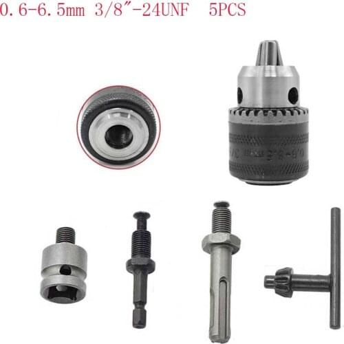 Drill Bit Chuck Clip 5pcs 0.6-6.5mm 3/8"-24UNF Drill Chuck Set Drill Adapter Changed Impact Wrench Into Eletric Drill Chuck Dril